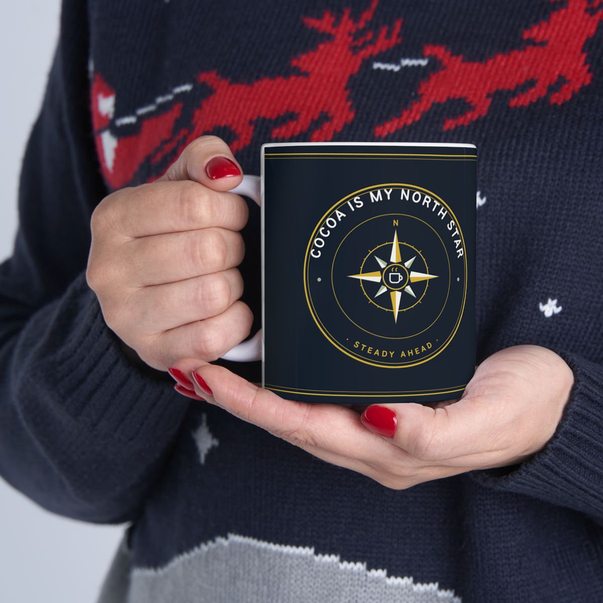 Nautical Compass Coffee Mug – Coastal Sailor Ceramic Mug