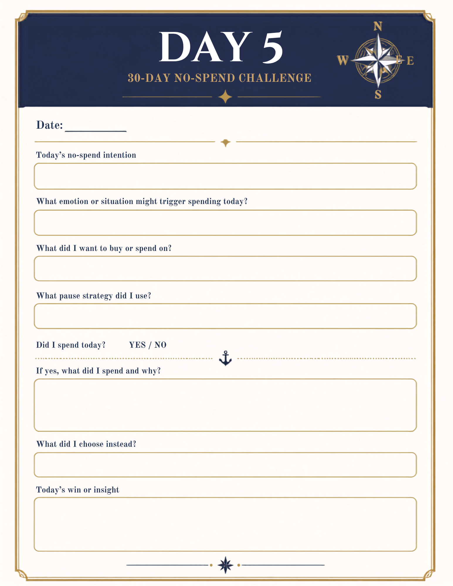30-Day No-Spend Challenge Tracker