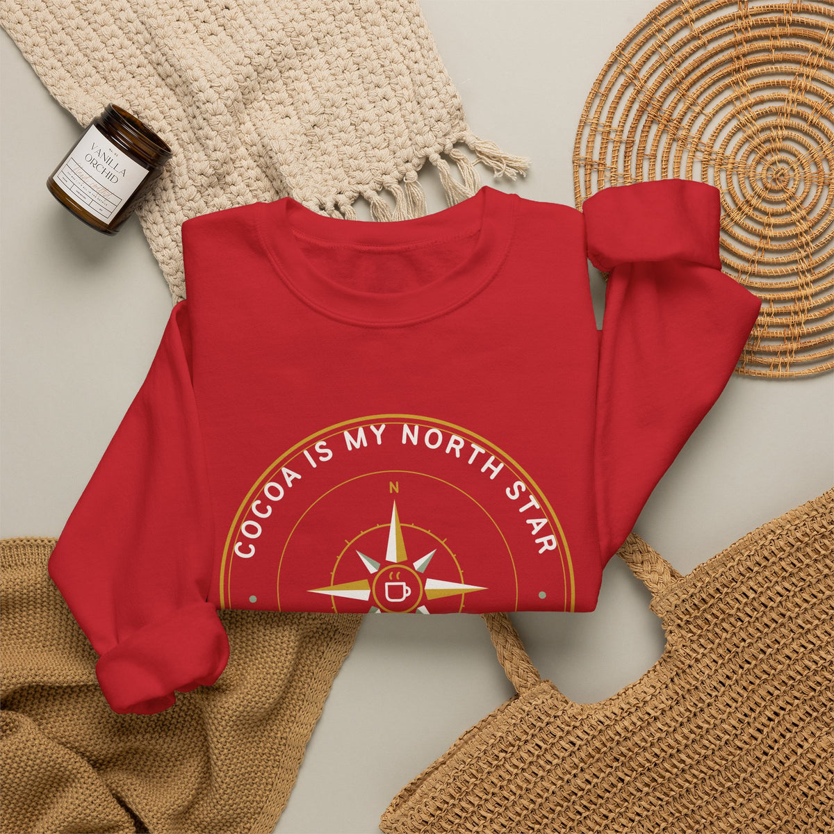 Cocoa Is My North Star Compass Crewneck Sweatshirt