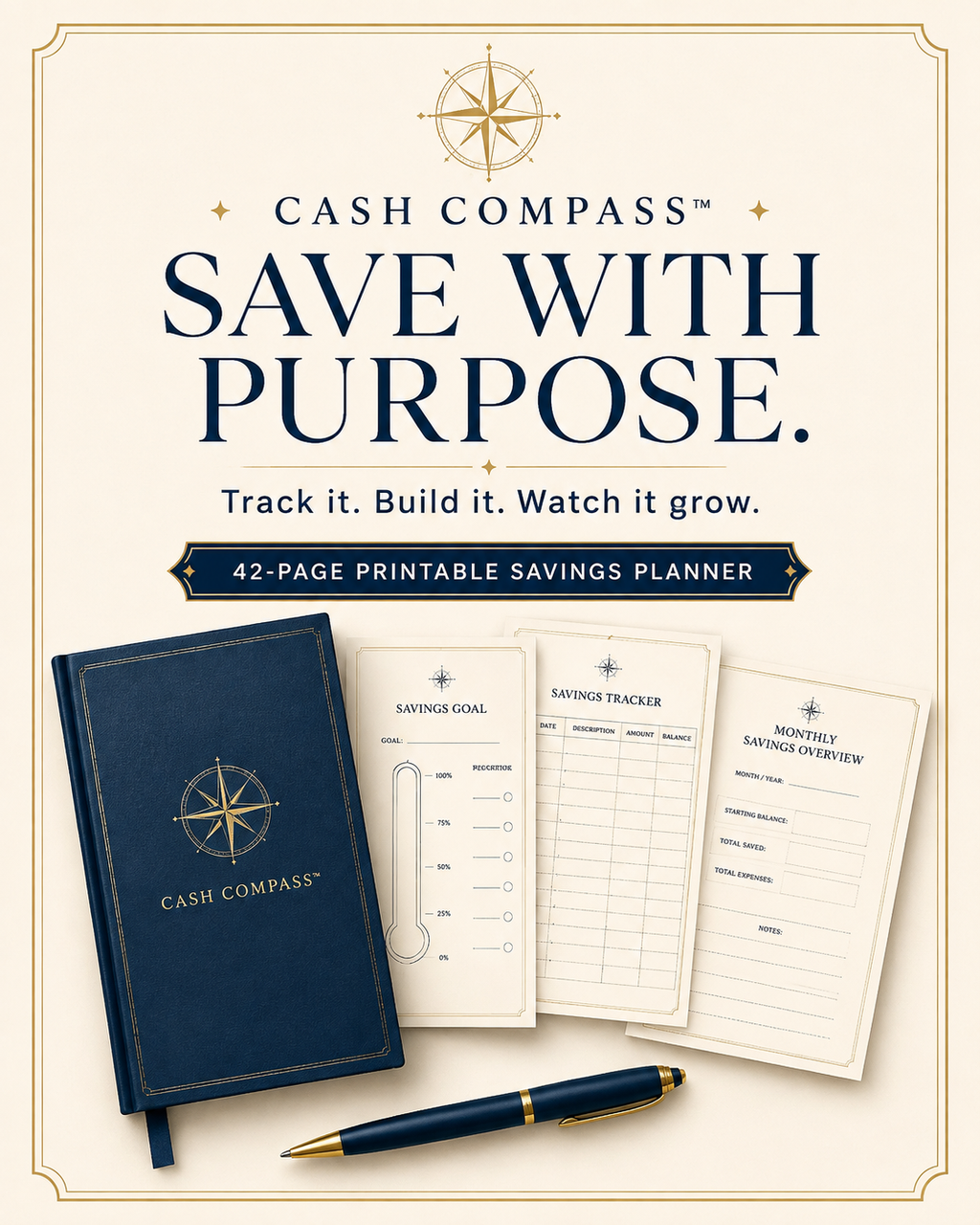 Save With Purpose: The Cash Compass™ Savings Planner — Printable PDF